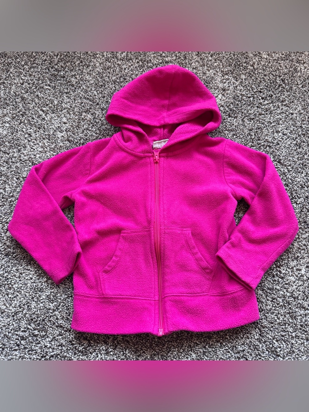 Girls' Hooded Fleece Zip Jacket - Bright Pink